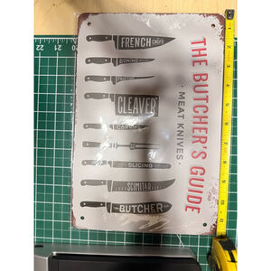 Unisex Unbranded Butcher's Guide Metal Sign One Size White/Red NWT